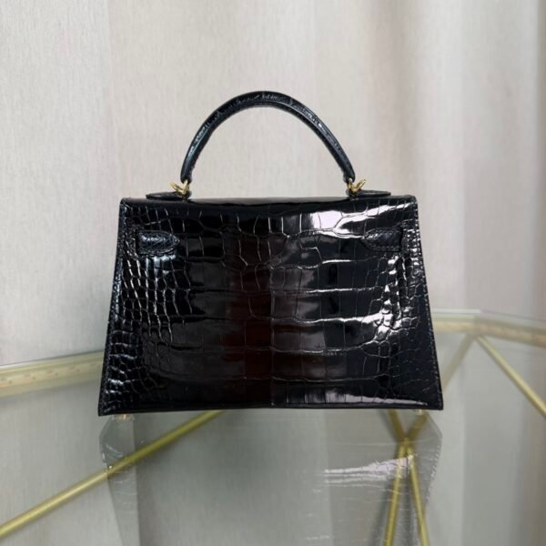 Kelly Sellier 20 Style Black Shiny Alligator Gold Hardware
