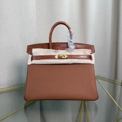 Birkin 25 Retourne Style Gold Togo and Matte Alligator Touch Gold Hardware