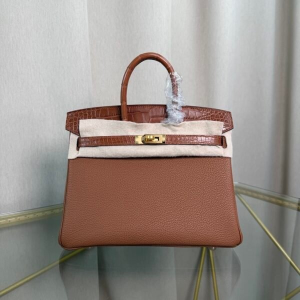 Birkin 25 Retourne Style Gold Togo and Matte Alligator Touch Gold Hardware