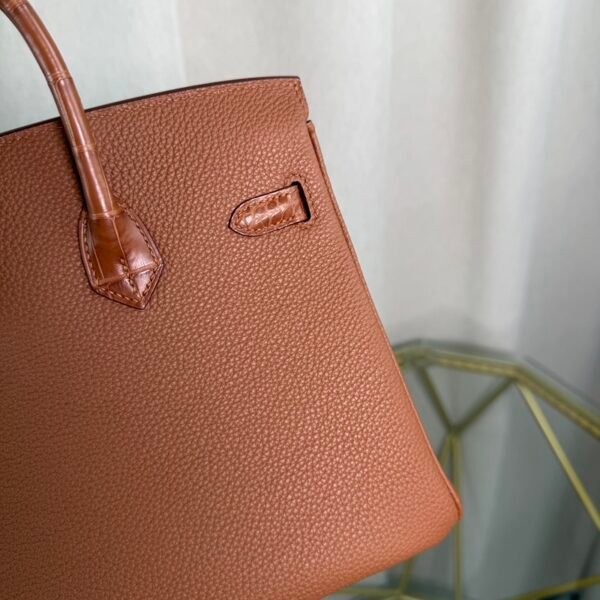 Birkin 25 Retourne Style Gold Togo and Matte Alligator Touch Gold Hardware