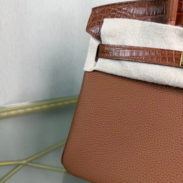 Birkin 25 Retourne Style Gold Togo and Matte Alligator Touch Gold Hardware