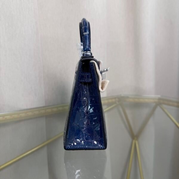 Mini Kelly II Sellier 20 Style Shiny Alligator Bleu Maritime with Palladium Hardware