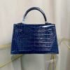 Mini Kelly II Sellier 20 Style Shiny Alligator Bleu Maritime with Palladium Hardware