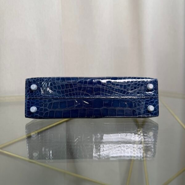 Mini Kelly II Sellier 20 Style Shiny Alligator Bleu Maritime with Palladium Hardware