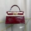 Mini Kelly II Sellier 20 Style Shiny Alligator Rouge H with Gold Hardware