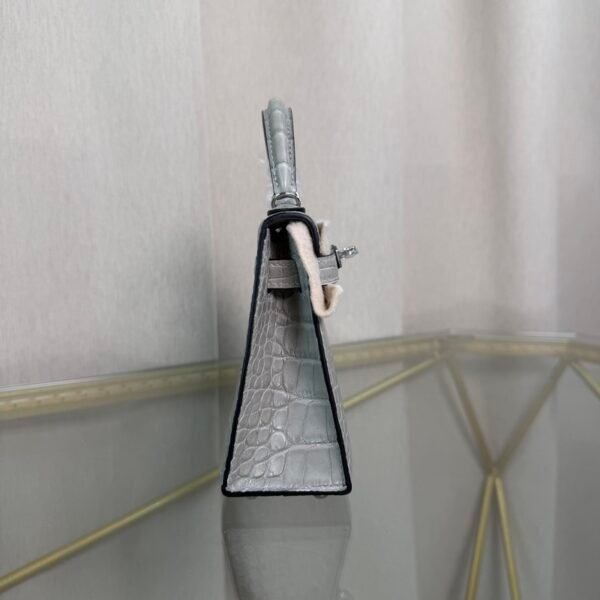 Mini Kelly II Sellier 20 Style Matte Alligator Gris Quartz with Palladium Hardware