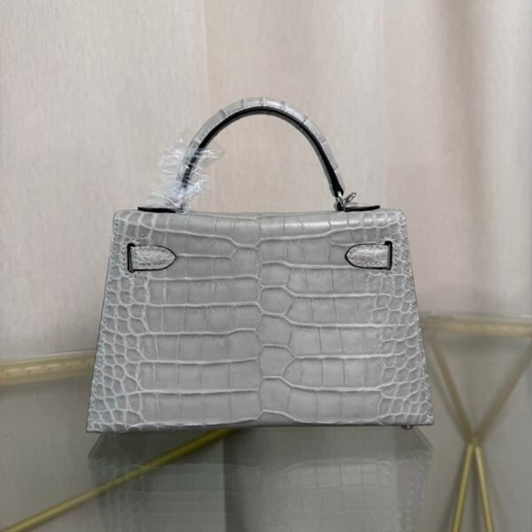 Mini Kelly II Sellier 20 Style Matte Alligator Gris Quartz with Palladium Hardware