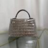 Mini Kelly II Sellier Style 20 Shiny Alligator Gris Tourterelle with Palladium Hardware