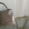 Mini Kelly II Sellier Style 20 Shiny Alligator Gris Tourterelle with Palladium Hardware