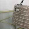 Mini Kelly II Sellier Style 20 Shiny Alligator Gris Tourterelle with Palladium Hardware