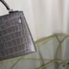 Kelly Sellier 20 Style Bag Gris Ciment Matte Alligator with Palladium Hardware