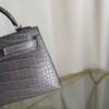 Kelly Sellier 20 Style Bag Gris Ciment Matte Alligator with Palladium Hardware