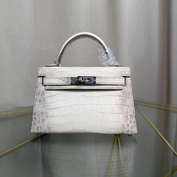 Kelly-Sellier-20-Style-Himalaya-Matte-Crocodile-BHW Kelly Sellier 20 Style Bag Himalaya Matte Nile Crocodile with Black Hardware