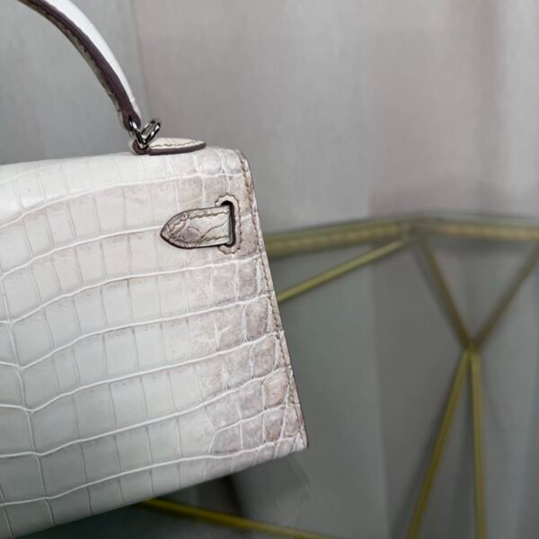 Kelly-Sellier-20-Style-Himalaya-Matte-Crocodile-BHW Kelly Sellier 20 Style Bag Himalaya Matte Nile Crocodile with Black Hardware