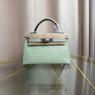 Kelly Sellier 20 Style Vert Peppermint Matte Alligator Palladium Hardware