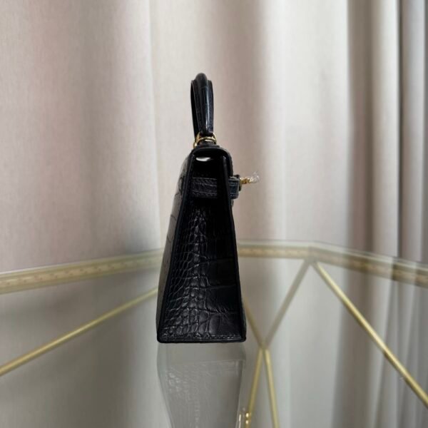 Kelly Sellier 20 Style Noir Matte Alligator Gold Hardware