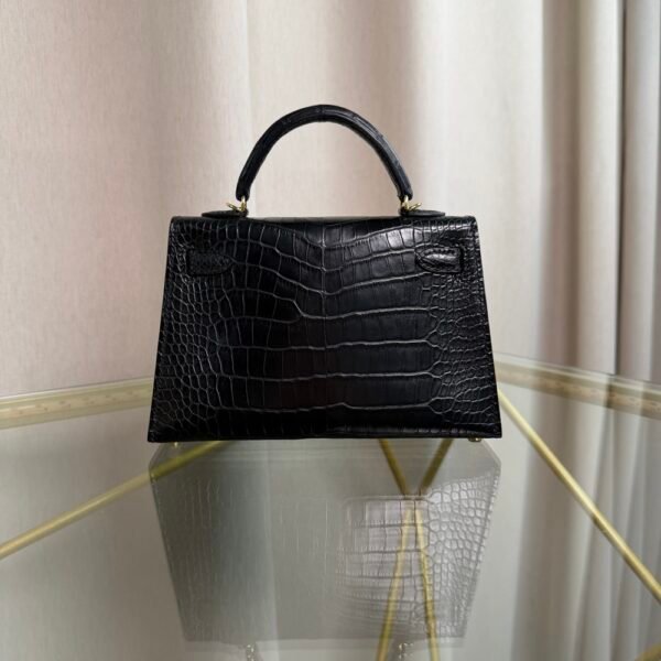 Kelly Sellier 20 Style Noir Matte Alligator Gold Hardware