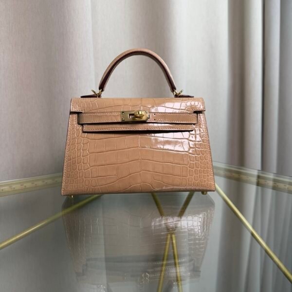 Kelly Sellier 20 Style Chai Shiny Alligator Gold Hardware