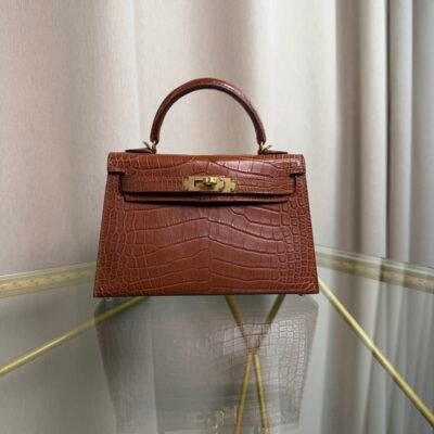 Kelly Sellier 20 Style Gold Matte Alligator Gold Hardware