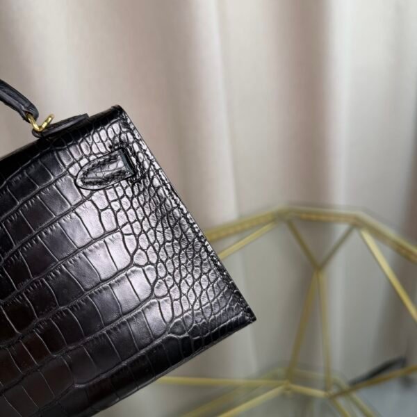 Kelly Sellier 20 Style Noir Matte Alligator Gold Hardware
