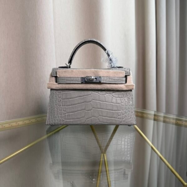 Kelly Sellier 20 Style Gris Perle Matte Alligator Palladium Hardware