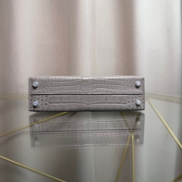Kelly Sellier 20 Style Gris Perle Matte Alligator Palladium Hardware