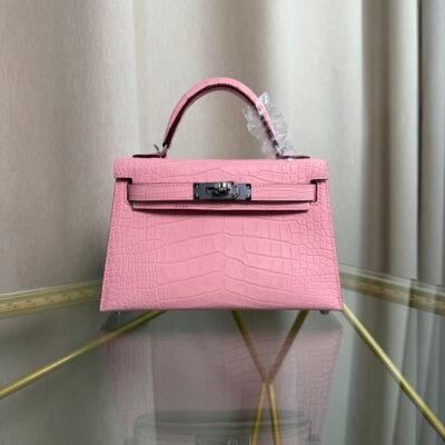 Kelly Sellier 20 Style Bubblegum Pink Matte Alligator Palladium Hardware