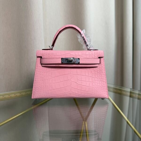 Kelly Sellier 20 Style Bubblegum Pink Matte Alligator Palladium Hardware