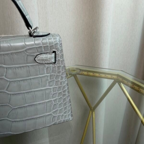 Kelly Sellier 20 Style Gris Perle Matte Alligator Palladium Hardware