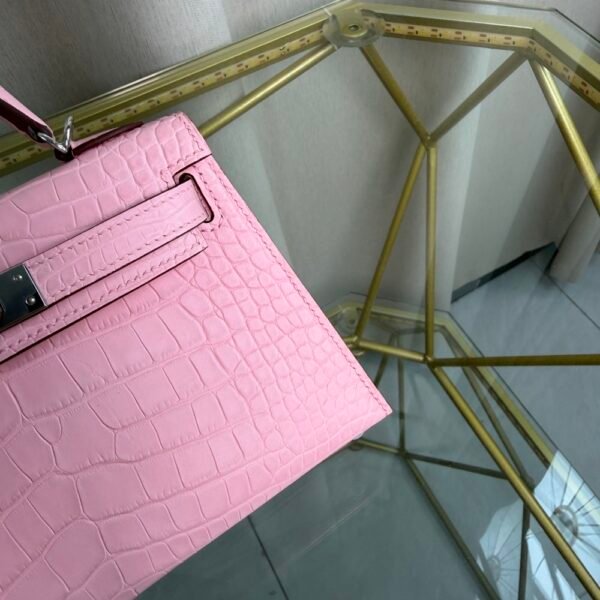 Kelly Sellier 20 Style Bubblegum Pink Matte Alligator Palladium Hardware