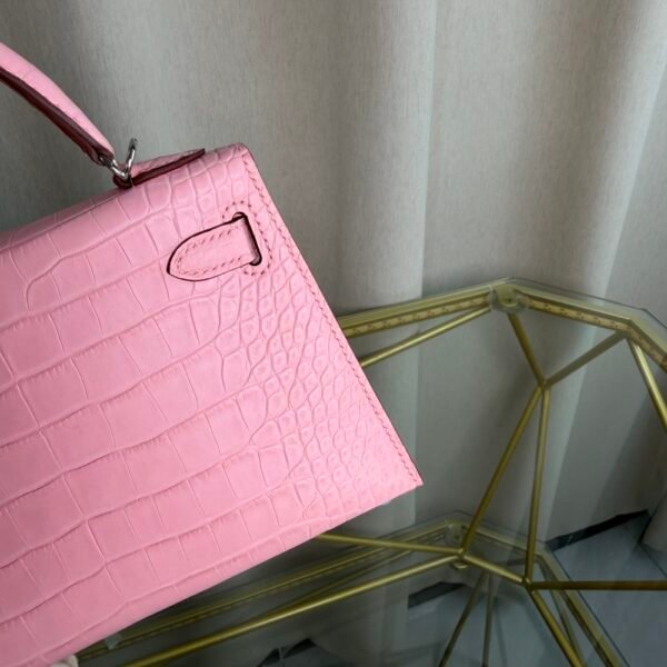 Kelly Sellier 20 Style Bubblegum Pink Matte Alligator Palladium Hardware