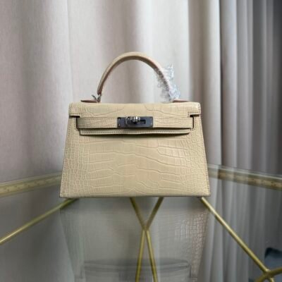 Kelly Sellier 20 Style Vanille Matte Alligator Palladium Hardware