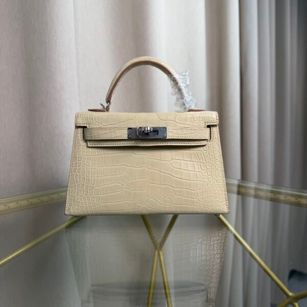 Kelly Sellier 20 Style Vanille Matte Alligator Palladium Hardware