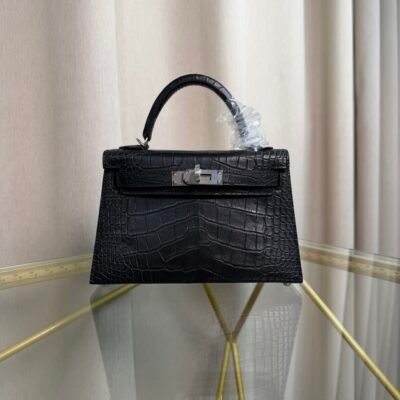 Kelly Sellier 20 Style Black Matte Alligator Palladium Hardware