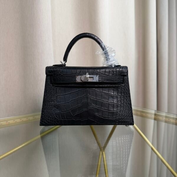 Kelly Sellier 20 Style Black Matte Alligator Palladium Hardware