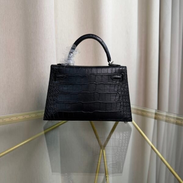Kelly Sellier 20 Style Black Matte Alligator Palladium Hardware