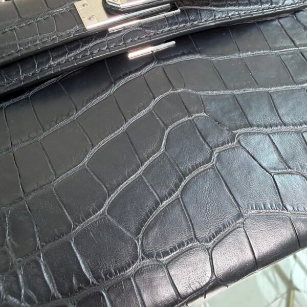Kelly Sellier 20 Style Black Matte Alligator Palladium Hardware