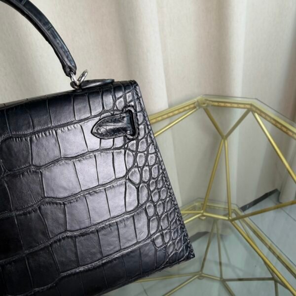 Kelly Sellier 20 Style Black Matte Alligator Palladium Hardware