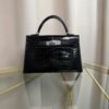 Kelly Sellier 20 Style Black Shiny Alligator Palladium Hardware