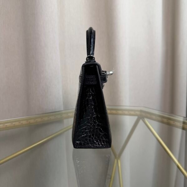 Kelly Sellier 20 Style Black Shiny Alligator Palladium Hardware