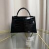 Kelly Sellier 20 Style Black Shiny Alligator Palladium Hardware