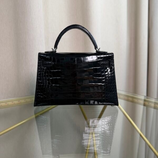 Kelly Sellier 20 Style Black Shiny Alligator Palladium Hardware