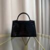 Kelly Sellier 20 Style Black Shiny Porosus Crocodile Gold Hardware Kelly Sellier 20 Style Black Shiny Porosus Crocodile Gold Hardware