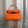 Kelly Sellier 20 Style Orange H Ostrich Palladium Hardware