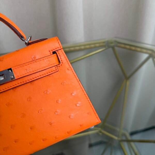 Kelly Sellier 20 Style Orange H Ostrich Palladium Hardware