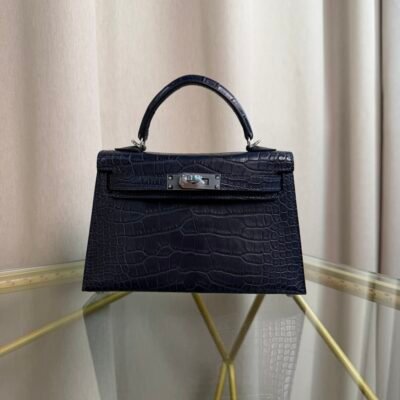 Kelly Sellier 20 Style Bleu Nuit Matte Alligator Palladium Hardware