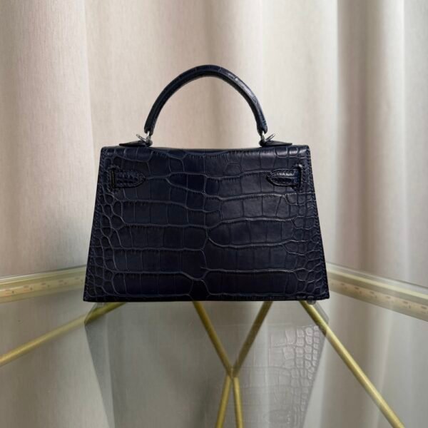 Kelly Sellier 20 Style Bleu Nuit Matte Alligator Palladium Hardware