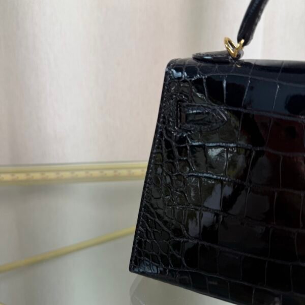 Kelly Sellier 20 Style Black Shiny Alligator Gold Hardware