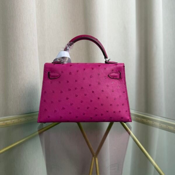 Kelly Sellier 20 Style Rose Tyrien Ostrich Palladium Hardware