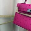 Kelly Sellier 20 Style Rose Tyrien Ostrich Palladium Hardware